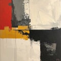 Neutral abstract painting with a touch of yellow, black and red - muted Royalty Free Stock Photo