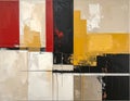 Neutral abstract painting with a touch of yellow, black and red - muted Royalty Free Stock Photo