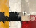 Neutral abstract painting with a touch of yellow, black and red - muted Royalty Free Stock Photo