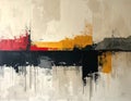 Neutral abstract painting with a touch of yellow, black and red - muted Royalty Free Stock Photo