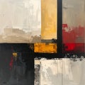 Neutral abstract painting with a touch of yellow, black and red - muted Royalty Free Stock Photo