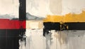 Neutral abstract painting with a touch of yellow, black and red - muted Royalty Free Stock Photo