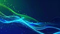 Vibrant Digital Waveform with Particles on Dark Blue Background, Abstract Technology Concept Royalty Free Stock Photo