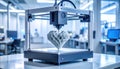 3D Printer Creating Intricate Heart Shape in Modern Lab Royalty Free Stock Photo