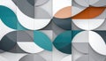 Abstract Geometric Pattern with Teal, Orange, and Gray Circles and Squares Royalty Free Stock Photo