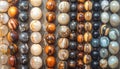 Assortment of Natural Stone Beads in Rows Royalty Free Stock Photo