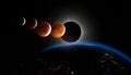 Stunning Solar Eclipse Over Earth with Moon Phases Royalty Free Stock Photo