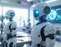Advanced Humanoid Robots in a Modern Classroom Setting Royalty Free Stock Photo