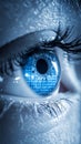 Biometric Eye Scan with Binary Code Royalty Free Stock Photo
