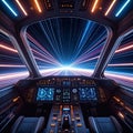 Futuristic Spacecraft Cockpit with Hyperdrive Royalty Free Stock Photo