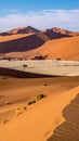 Huge sand dunes in the Namib Desert with trees in the foreground of Namibia Royalty Free Stock Photo