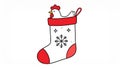 Simple hand drawn stikcer of The Chicken in the Christmas Stocking Royalty Free Stock Photo