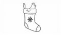 Simple hand drawn stikcer of The Chicken in the Christmas Stocking Royalty Free Stock Photo
