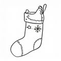 Simple hand drawn stikcer of The Chicken in the Christmas Stocking Royalty Free Stock Photo