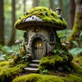 Stone moss garden figure mushroom house Royalty Free Stock Photo