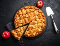 a piece apple pie top view Royalty Free Stock Photo