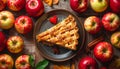 a piece apple pie top view Royalty Free Stock Photo