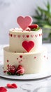 Close up photo of two tier cake with realist heart decoration Royalty Free Stock Photo