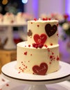 Close up photo of two tier cake with realist heart decoration Royalty Free Stock Photo