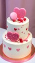 Close up photo of two tier cake with realist heart decoration Royalty Free Stock Photo