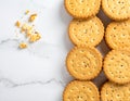 Stack of Round Crackers on Marble Surface Royalty Free Stock Photo