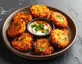 Indian Dal Vada Lentil Fritters with Dip Royalty Free Stock Photo