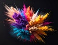Explosion of powder in diffferent colours on a black background Royalty Free Stock Photo