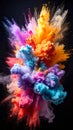 Explosion of powder in diffferent colours on a black background Royalty Free Stock Photo