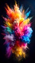 Explosion of powder in diffferent colours on a black background Royalty Free Stock Photo