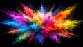 Explosion of powder in diffferent colours on a black background Royalty Free Stock Photo