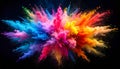 Explosion of powder in diffferent colours on a black background Royalty Free Stock Photo