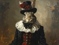 Oil painting anthropomorphism rabbit high gothic clothes Royalty Free Stock Photo