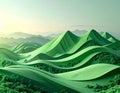 Minimal Green Wave Landscape Background for ESG and Renewable Energy Branding Royalty Free Stock Photo