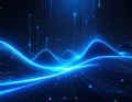 Glowing Blue Digital Landscape with Data Streams Generated AI Royalty Free Stock Photo