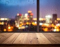 Rain Drops On Glass With City Night Lights Background Royalty Free Stock Photo