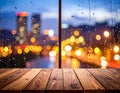 Cozy Rainy Evening Window With Warm Urban Light Blur Royalty Free Stock Photo