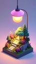 Cute isometric 3D image of design mood light landscape light colurful glass Royalty Free Stock Photo