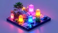 Cute isometric 3D image of design mood light landscape light colurful glass Royalty Free Stock Photo
