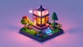 Cute isometric 3D image of design mood light landscape light colurful glass Royalty Free Stock Photo