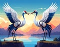 App icon vector-style image of robotic crane birds Royalty Free Stock Photo