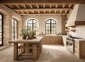 Catalonia traditional masia kitchen home room Royalty Free Stock Photo