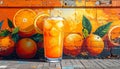 Street art artistic image of orangeade themed background, no words, no lettering Royalty Free Stock Photo