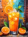 Street art artistic image of orangeade themed background, no words, no lettering Royalty Free Stock Photo