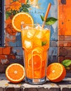 Street art artistic image of orangeade themed background, no words, no lettering Royalty Free Stock Photo