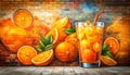 Street art artistic image of orangeade themed background, no words, no lettering Royalty Free Stock Photo