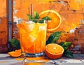 Street art artistic image of orangeade themed background, no words, no lettering Royalty Free Stock Photo