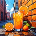 Street art artistic image of orangeade themed background, no words, no lettering Royalty Free Stock Photo