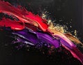 Illustrate a dramatic painting on a black canvas that captures the energetic slashing Royalty Free Stock Photo