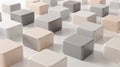 Abstract Cubes Background 3D Render, Neutral Colors, Grid Pattern Royalty Free Stock Photo