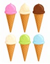 Different taste ice cream in cone Royalty Free Stock Photo